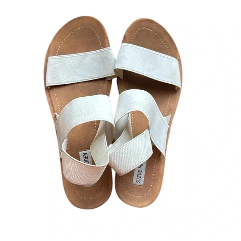 Steve Madden 9.5 White & Tan Iria Sandals